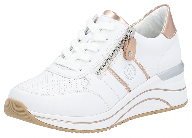 Remonte Keilsneaker , Freizeitschuh, Halbschuh, Schnürschuh mit Metallic-Kontrastbesätzen