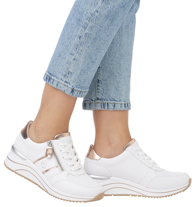 Remonte Keilsneaker , Freizeitschuh, Halbschuh, Schnürschuh mit Metallic-Kontrastbesätzen