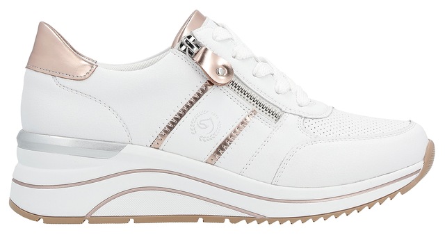 Remonte Keilsneaker , Freizeitschuh, Halbschuh, Schnürschuh mit Metallic-Kontrastbesätzen
