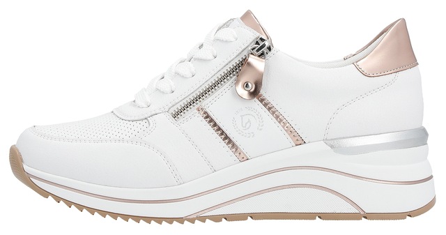 Remonte Keilsneaker , Freizeitschuh, Halbschuh, Schnürschuh mit Metallic-Kontrastbesätzen