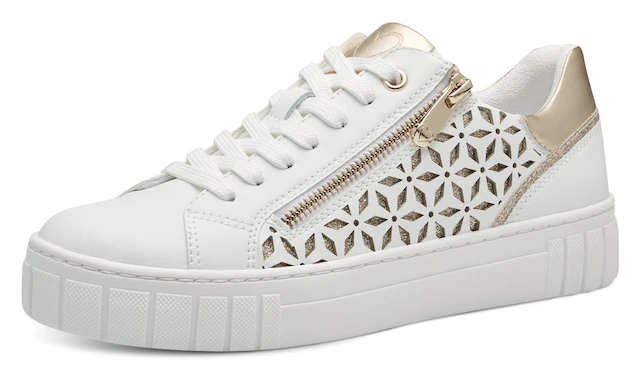 MARCO TOZZI Plateausneaker , Freizeitschuh, Halbschuh, Schnürschuh mit unterlegtem Lochmuster