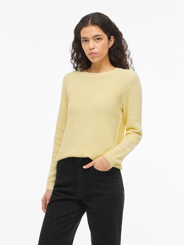 Vila Rundhalspullover »VIDALO O-NECK L/S KNIT TOP- NOOS« Baumwolle, regular fit