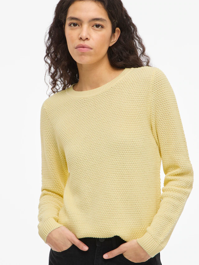 Vila Rundhalspullover »VIDALO O-NECK L/S KNIT TOP- NOOS« Baumwolle, regular fit
