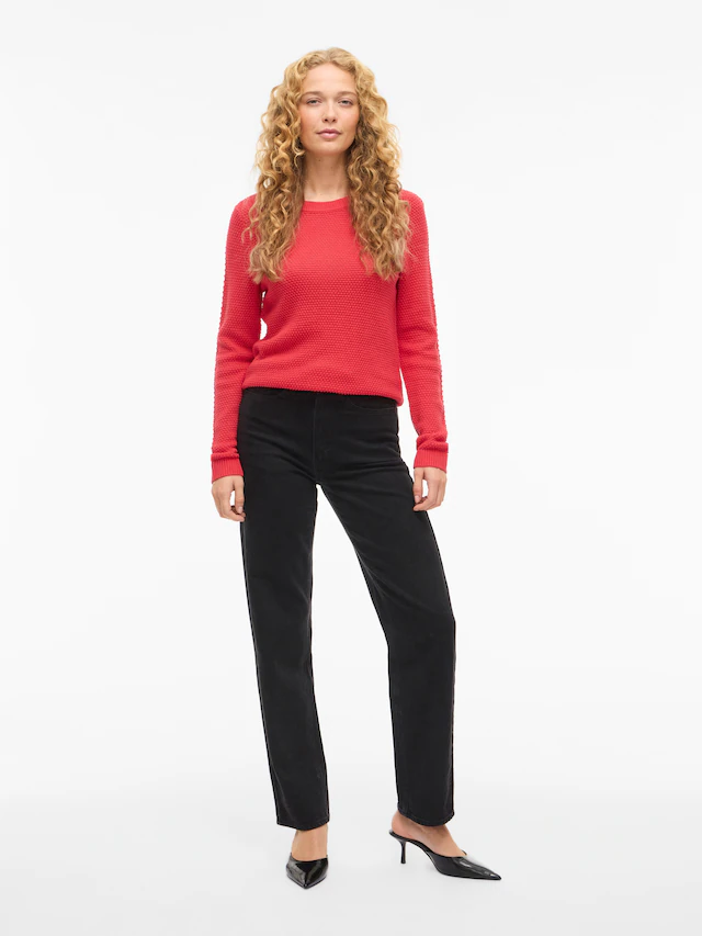 Vila Rundhalspullover »VIDALO O-NECK L/S KNIT TOP- NOOS« Baumwolle, regular fit
