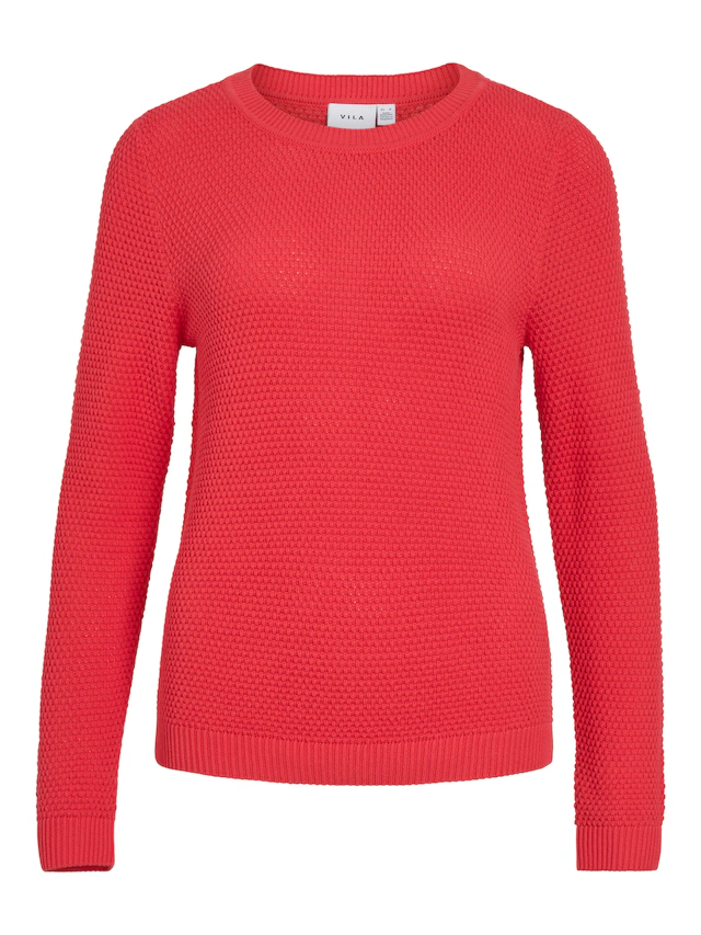Vila Rundhalspullover »VIDALO O-NECK L/S KNIT TOP- NOOS« Baumwolle, regular fit