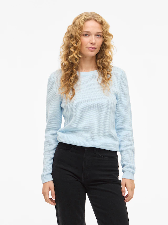Vila Rundhalspullover »VIDALO O-NECK L/S KNIT TOP- NOOS« Baumwolle, regular fit