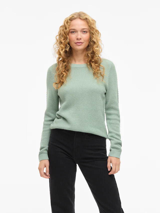 Vila Rundhalspullover »VIDALO O-NECK L/S KNIT TOP- NOOS« Baumwolle, regular fit