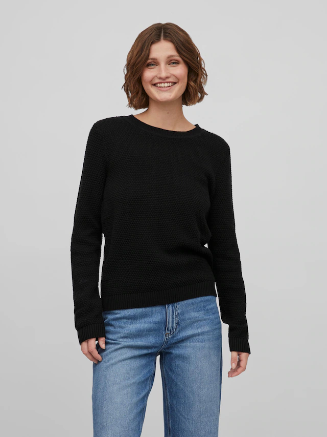 Vila Rundhalspullover »VIDALO O-NECK L/S KNIT TOP- NOOS« Baumwolle, regular fit
