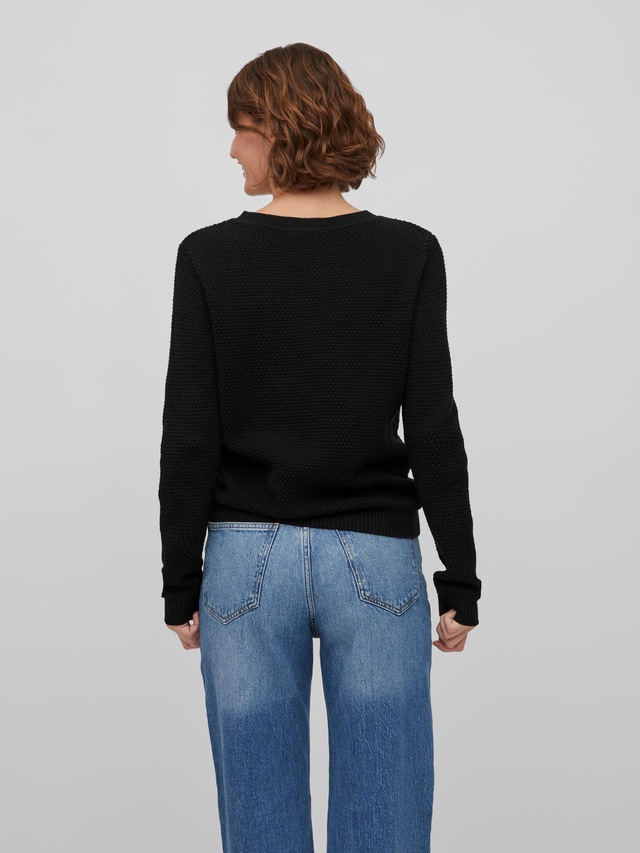 Vila Rundhalspullover »VIDALO O-NECK L/S KNIT TOP- NOOS« Baumwolle, regular fit