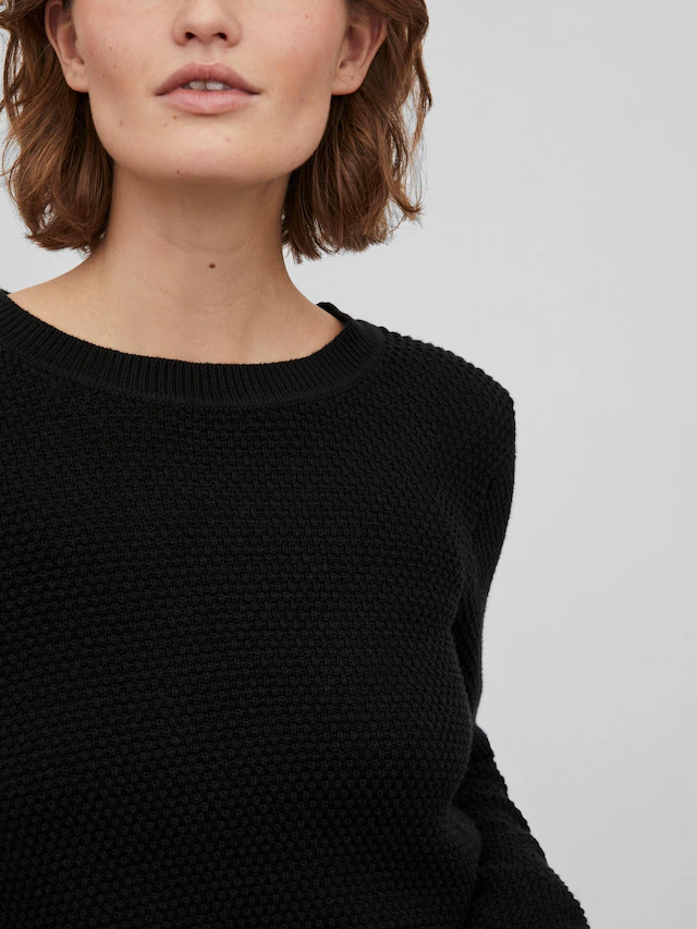 Vila Rundhalspullover »VIDALO O-NECK L/S KNIT TOP- NOOS« Baumwolle, regular fit