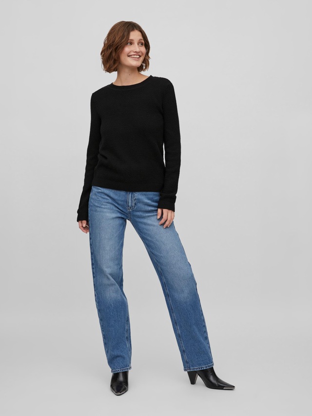 Vila Rundhalspullover »VIDALO O-NECK L/S KNIT TOP- NOOS« Baumwolle, regular fit