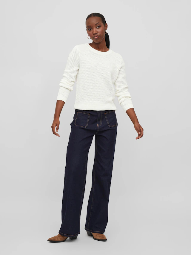 Vila Rundhalspullover »VIDALO O-NECK L/S KNIT TOP- NOOS« Baumwolle, regular fit