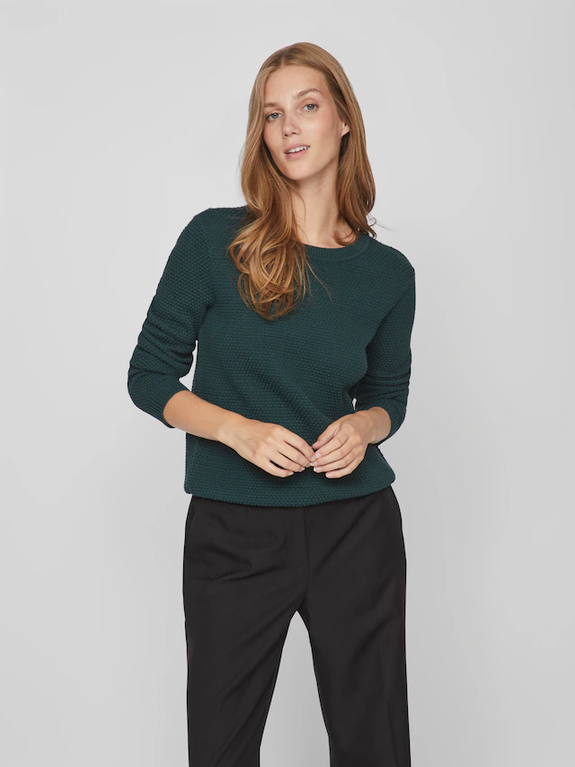 Vila Rundhalspullover »VIDALO O-NECK L/S KNIT TOP- NOOS« Baumwolle, regular fit