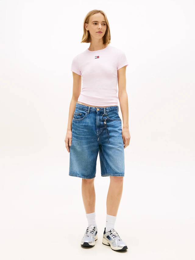 Tommy Jeans Kurzarmshirt »TJW SLIM BADGE RIB TEE« mit gerippter Struktur