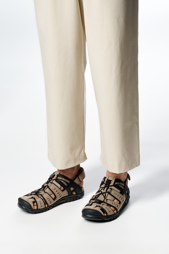 Geox Sandale »UOMO SANDAL STRADA C« , Sommerschuh, Klettschuh, Outdoorsandale, mit Lederfußbett