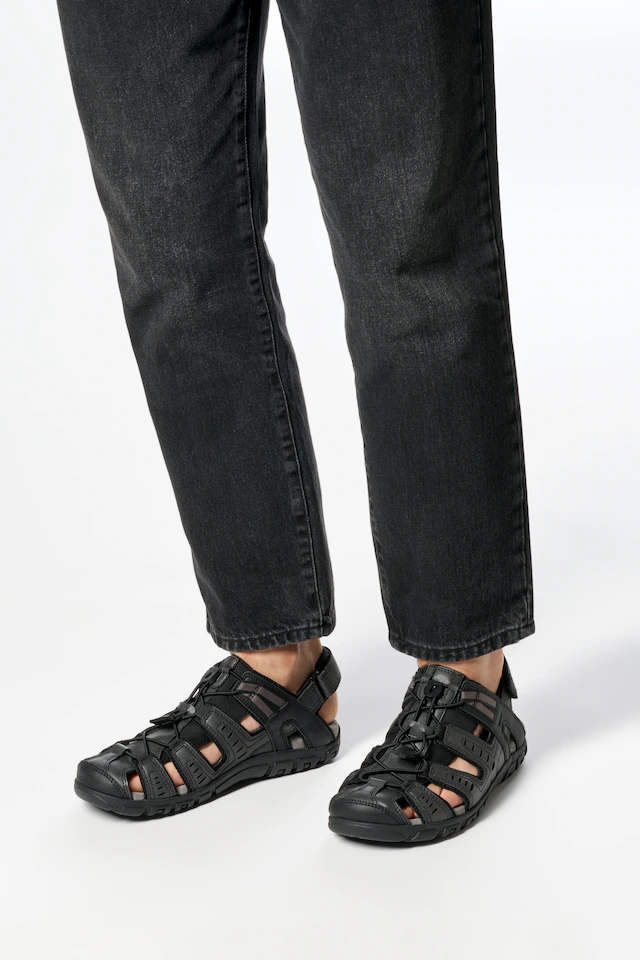 Geox Sandale »UOMO SANDAL STRADA C« , Sommerschuh, Klettschuh, Outdoorsandale, mit Lederfußbett