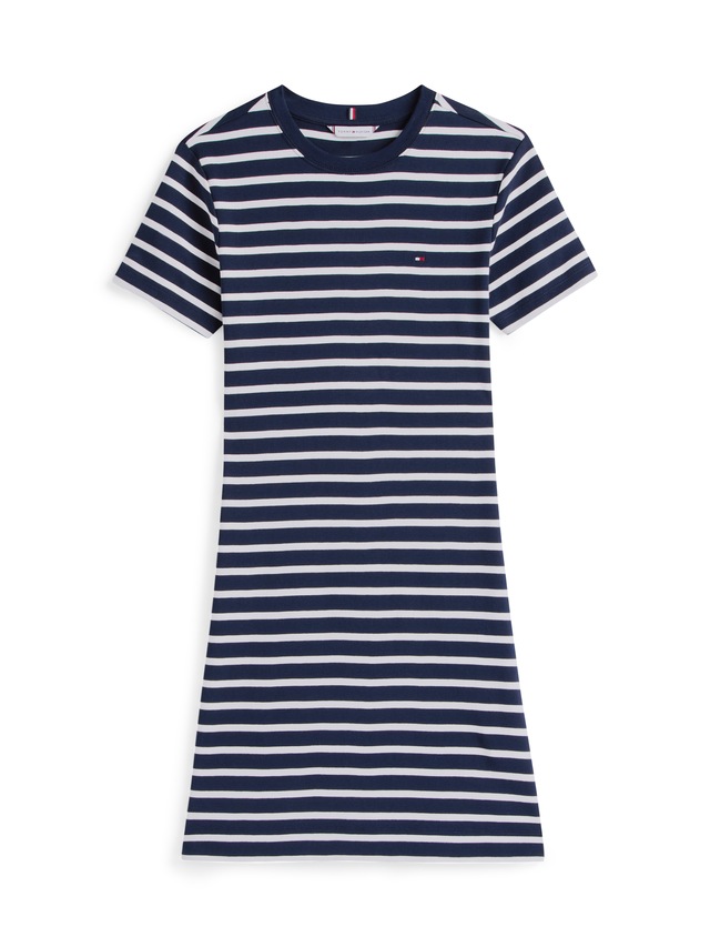 Tommy Hilfiger Shirtkleid »NEW CODY STR SLIM SHORT DRS SS« mit allover Streifendessin, Logo-Flag