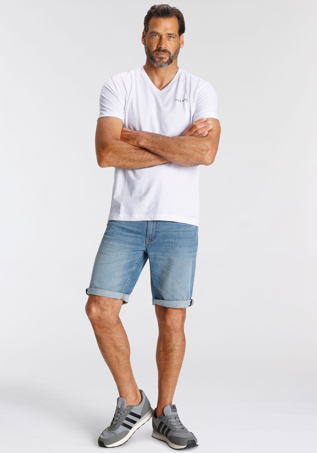 H.I.S V-Shirt 3-er Pack, Kurzarm, Slim Fit, aus Baumwolle