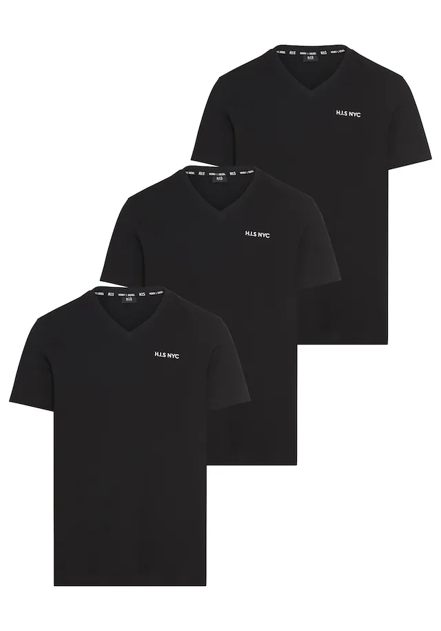 H.I.S V-Shirt 3-er Pack, Kurzarm, Slim Fit, aus Baumwolle