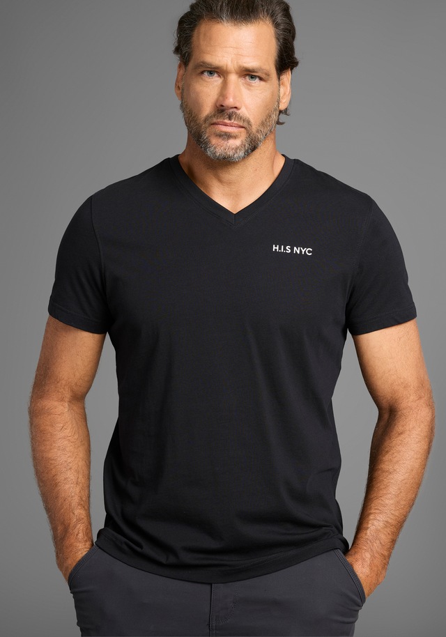 H.I.S V-Shirt 3-er Pack, Kurzarm, Slim Fit, aus Baumwolle