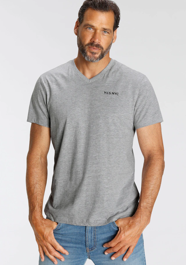 H.I.S V-Shirt 3-er Pack, Kurzarm, Slim Fit, aus Baumwolle