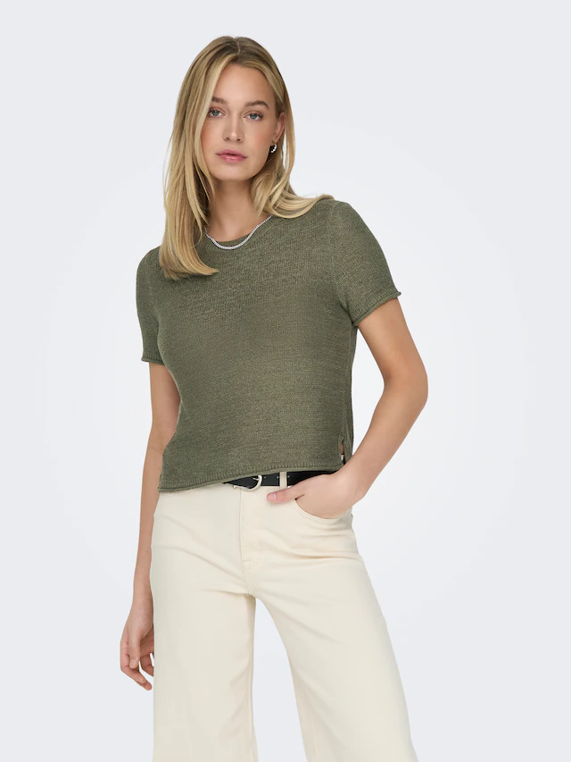 ONLY Kurzarmpullover »ONLSUNNY S/S PULLOVER NOOS KNT« Kunstfaser, regular fit
