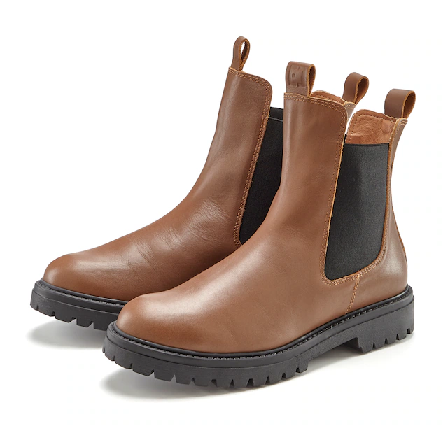 Elbsand Stiefelette »Chelseaboots, Schlupfstiefel, Bikerboots, Herbststiefelette« aus Leder mit Stretch-Einsätzen, Lederstiefelette