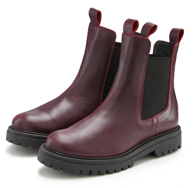 Elbsand Stiefelette »Chelseaboots, Schlupfstiefel, Bikerboots, Herbststiefelette« aus Leder mit Stretch-Einsätzen, Lederstiefelette