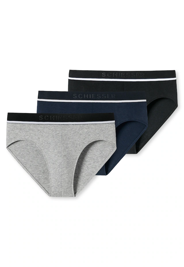 Schiesser Rioslip »95/5« 3er-Pack, mit sportlichem Logo-Webgummibund mit schmalen weißem Ansatz