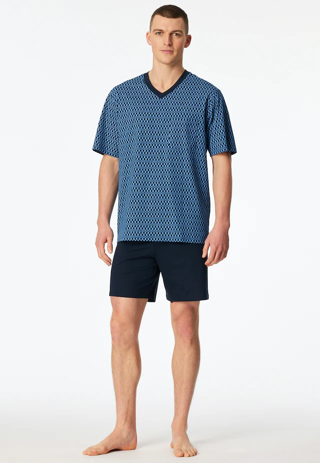 Schiesser Shorty »Comfort Nightwear« 2 tlg. mit klassischem Karo-Muster, V-Ausschnitt und aufgesetzter Brusttasche
