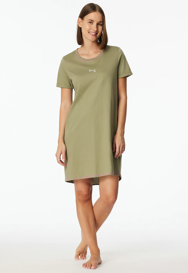 Schiesser Nachthemd »Casual Essentials« mit Statement-Print, Baumwolle, kurzärmelig, Rundhalsausschnitt