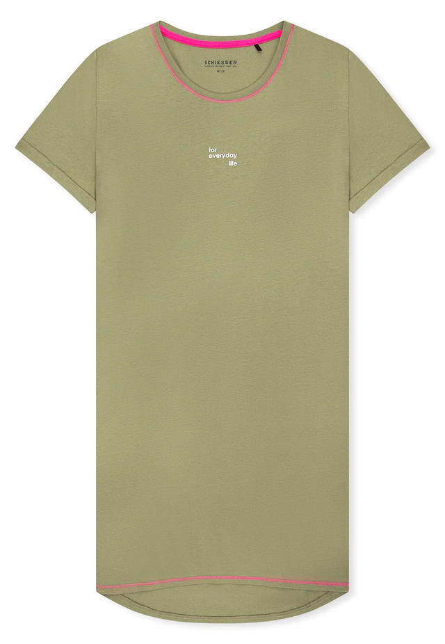 Schiesser Nachthemd »Casual Essentials« mit Statement-Print, Baumwolle, kurzärmelig, Rundhalsausschnitt