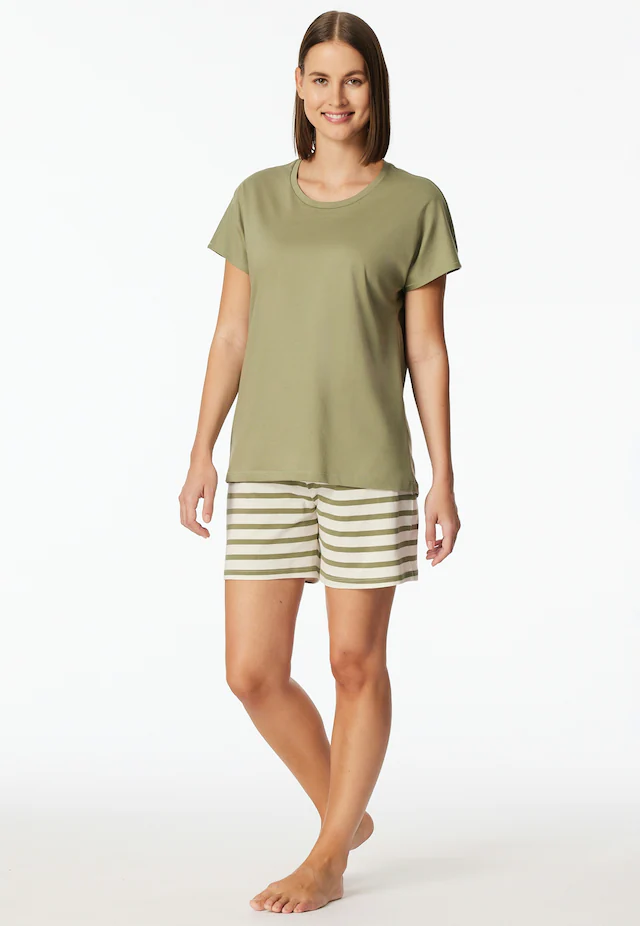 Schiesser Shorty »Casual Essentials« 2tlg., 2 mit unifarbenem Shirt und gestreifter Hose