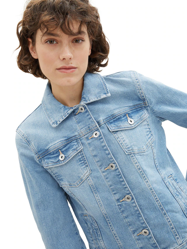 TOM TAILOR Jeansjacke ohne Kapuze mit Knopfleiste und Hemdkragen