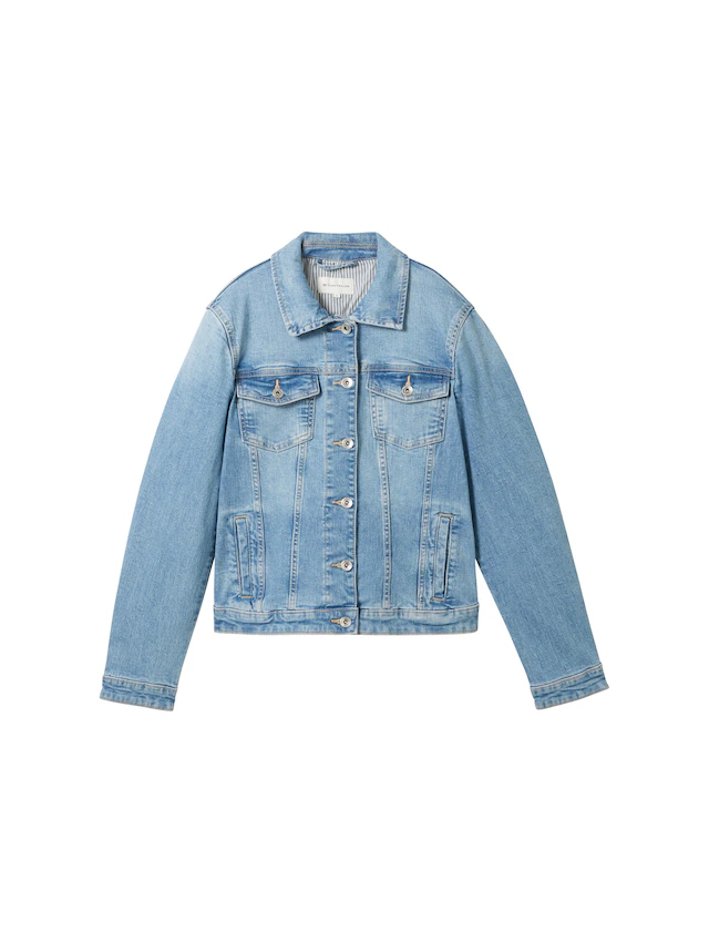 TOM TAILOR Jeansjacke ohne Kapuze mit Knopfleiste und Hemdkragen