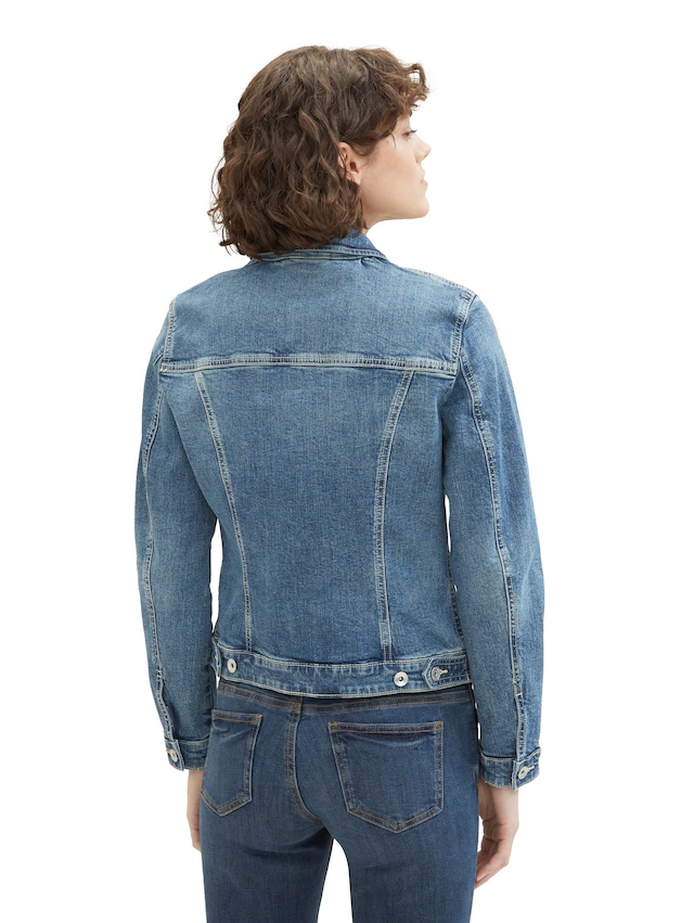 TOM TAILOR Jeansjacke ohne Kapuze mit Knopfleiste und Hemdkragen