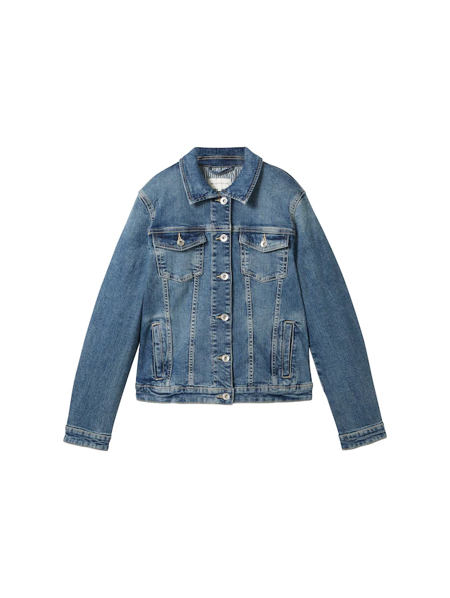 TOM TAILOR Jeansjacke ohne Kapuze mit Knopfleiste und Hemdkragen