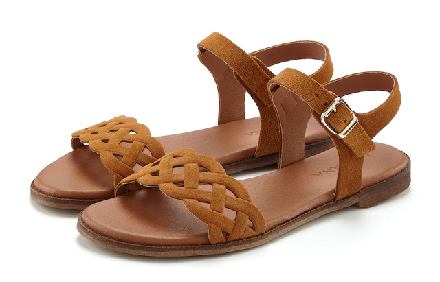 LASCANA Sandale »Sommerschuh« Sandalette, Sommerschuh aus Leder mit Cut-Outs und weicher Innensohle