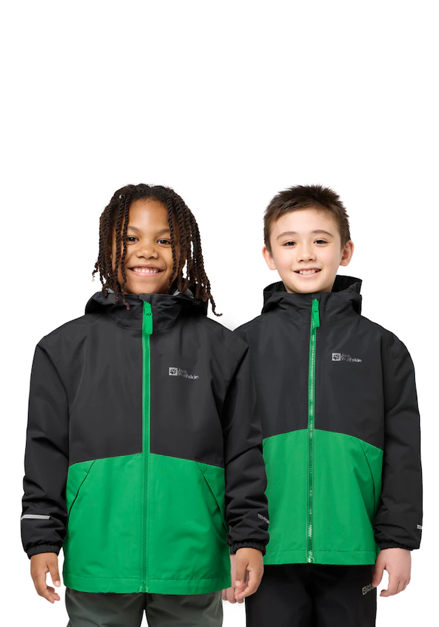 Jack Wolfskin 3-in-1-Funktionsjacke »ICELAND 3IN1 JACKET K« mit Kapuze für Kinder, mit fester Kapuze, atmungsaktiv, winddicht, wasserdicht