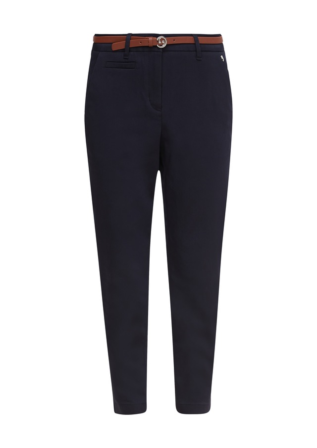 Comma Chinohose mit Gürtel und Stretch