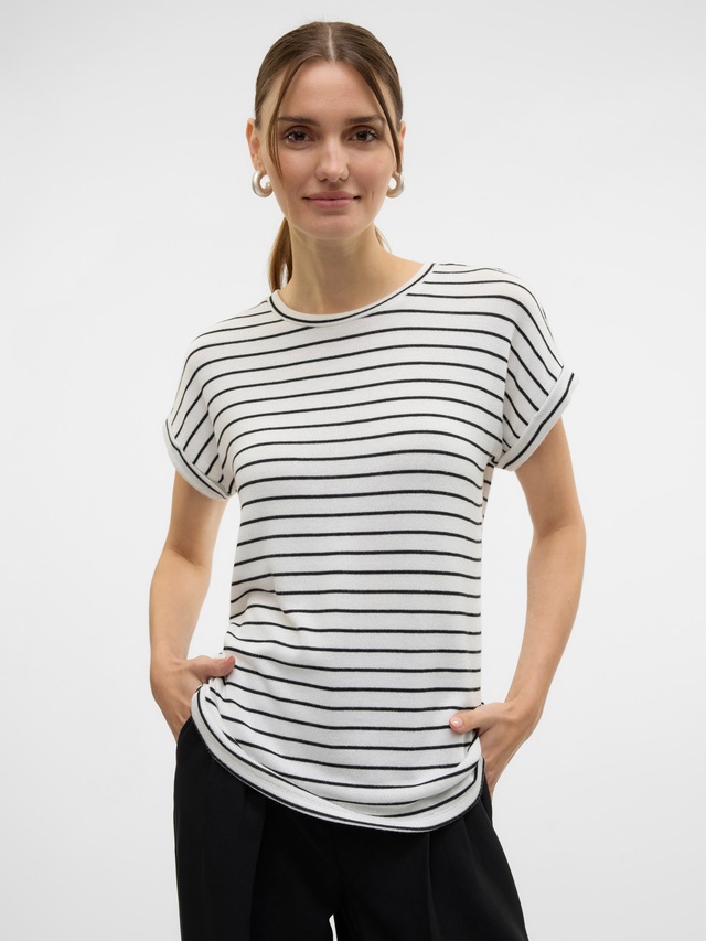 Vero Moda »VMBRIANNA SS O-NECK PULLOVER BOO REP« mit überschnittenen Schultern mit Umschlagsaum