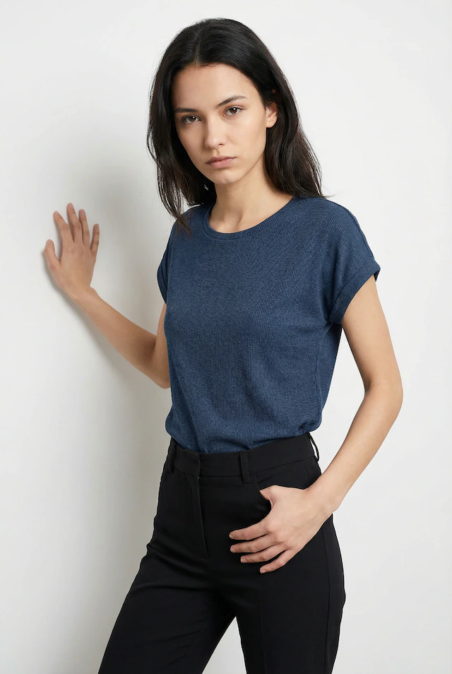 Vero Moda »VMBRIANNA SS O-NECK PULLOVER BOO REP« mit überschnittenen Schultern mit Umschlagsaum