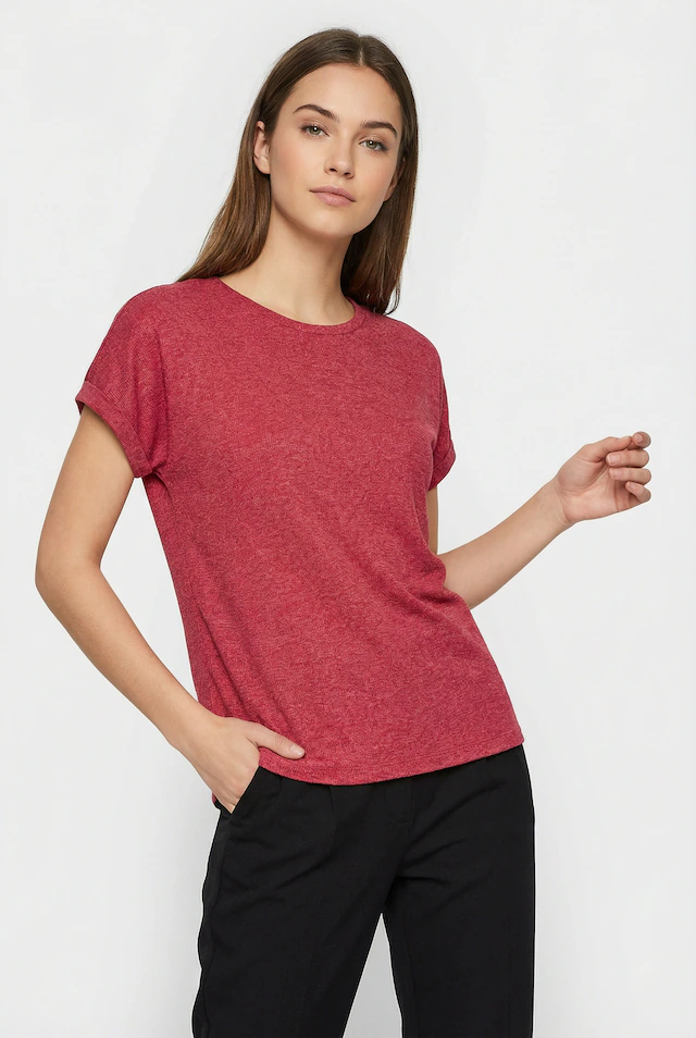 Vero Moda »VMBRIANNA SS O-NECK PULLOVER BOO REP« mit überschnittenen Schultern mit Umschlagsaum