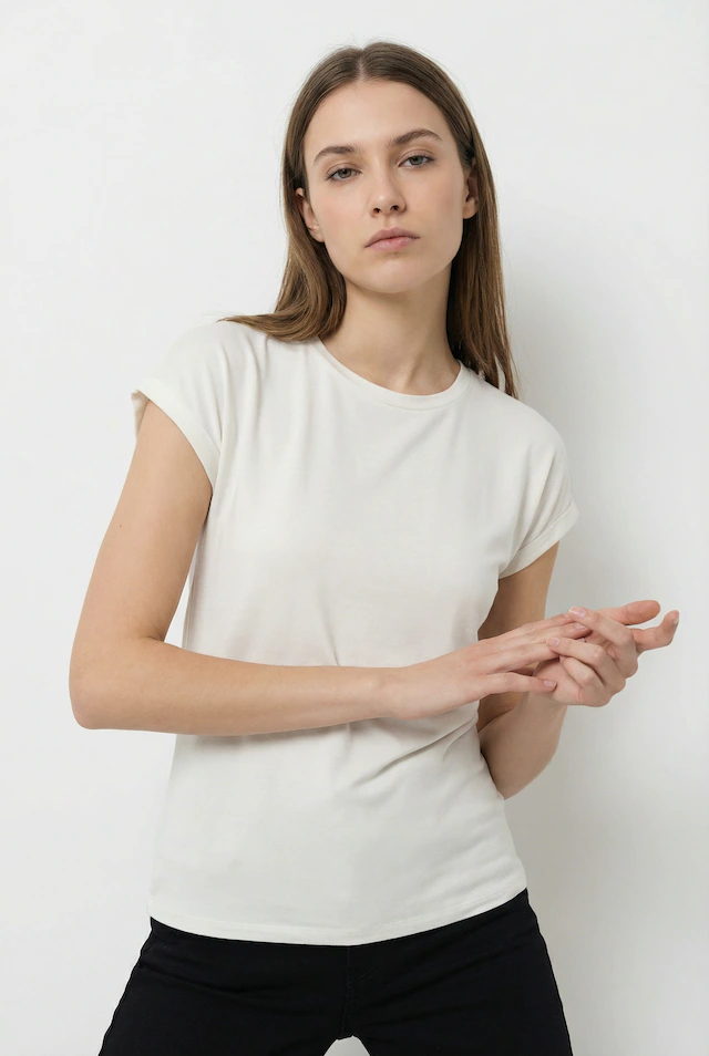 Vero Moda »VMBRIANNA SS O-NECK PULLOVER BOO REP« mit überschnittenen Schultern mit Umschlagsaum