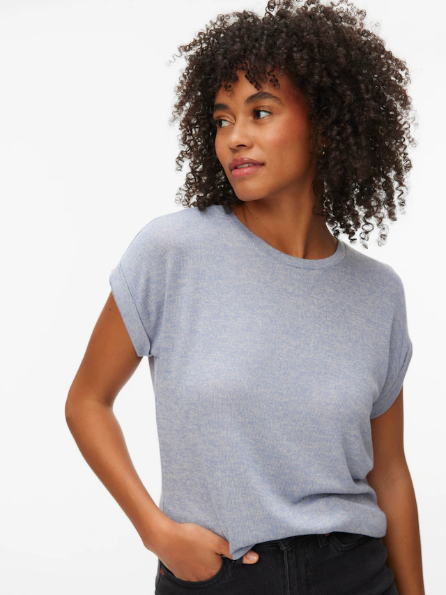 Vero Moda »VMBRIANNA SS O-NECK PULLOVER BOO REP« mit überschnittenen Schultern mit Umschlagsaum