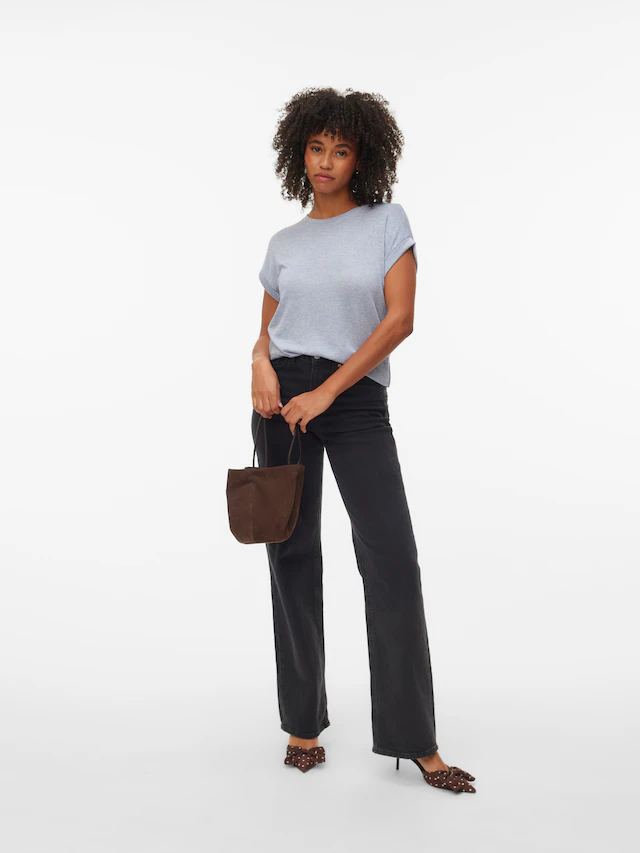 Vero Moda »VMBRIANNA SS O-NECK PULLOVER BOO REP« mit überschnittenen Schultern mit Umschlagsaum