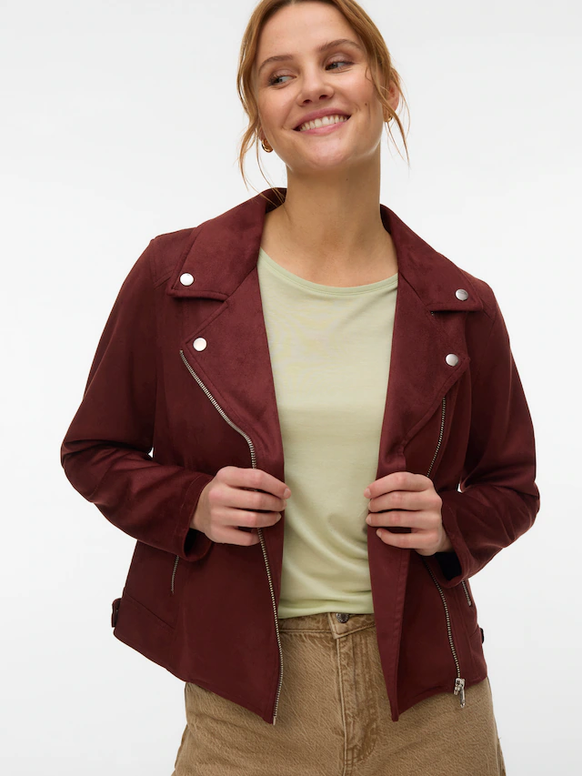 Vero Moda Bikerjacke »VMJOSE SHORT FAUX SUEDE JACKET GA NOOS« mit asymetrischem Reißverschluss