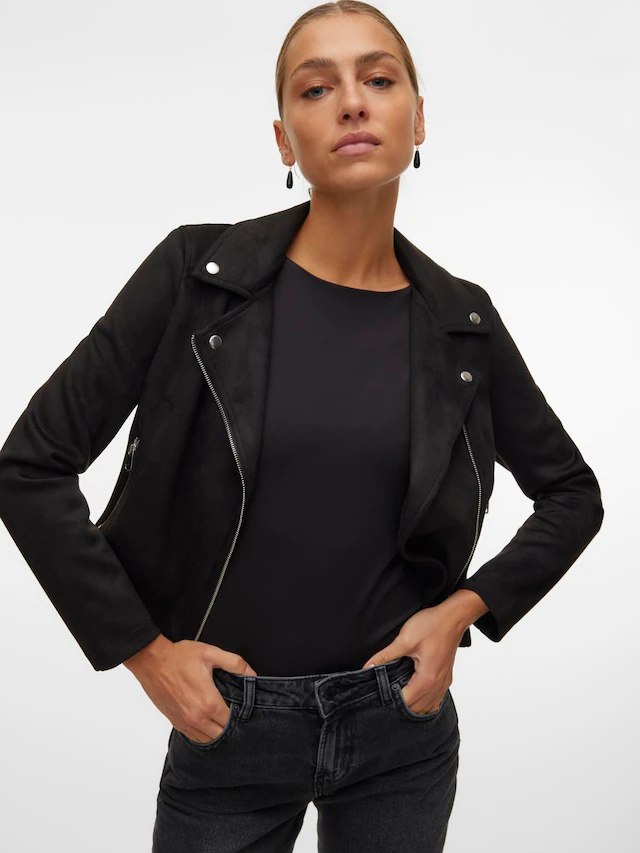 Vero Moda Bikerjacke »VMJOSE SHORT FAUX SUEDE JACKET GA NOOS« mit asymetrischem Reißverschluss