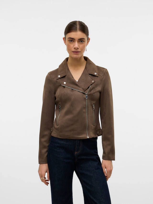 Vero Moda Bikerjacke »VMJOSE SHORT FAUX SUEDE JACKET GA NOOS« mit asymetrischem Reißverschluss