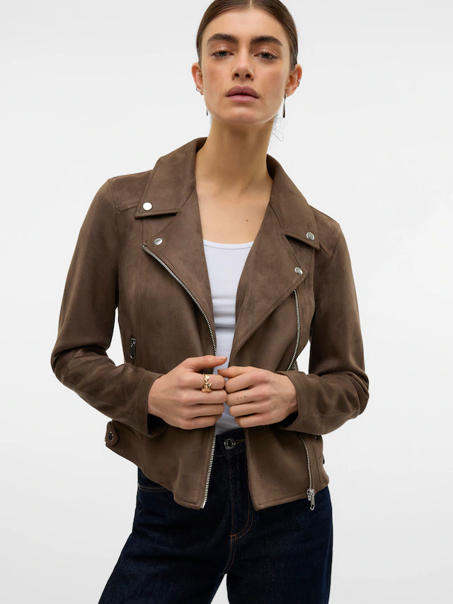 Vero Moda Bikerjacke »VMJOSE SHORT FAUX SUEDE JACKET GA NOOS« mit asymetrischem Reißverschluss